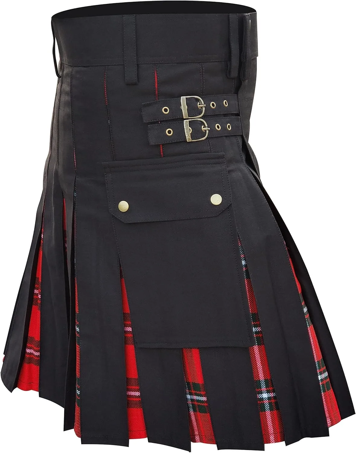 2026 Vintage Scottish-Style Buckle Skirt for Men & Women,Multi-Color Plaid Patchwork Contrast Pleated Stage Performance Skirts