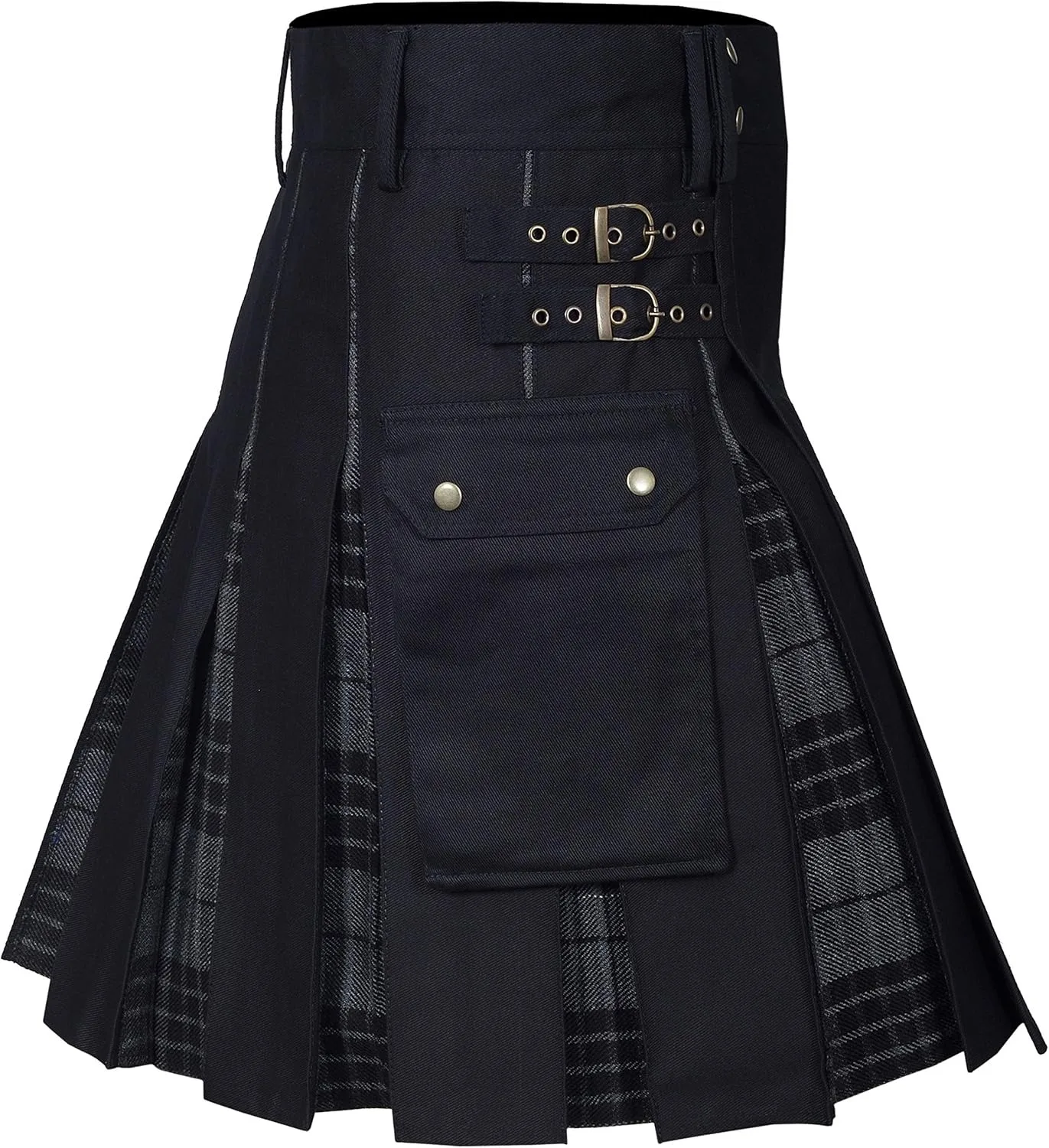 2026 Vintage Scottish-Style Buckle Skirt for Men & Women,Multi-Color Plaid Patchwork Contrast Pleated Stage Performance Skirts