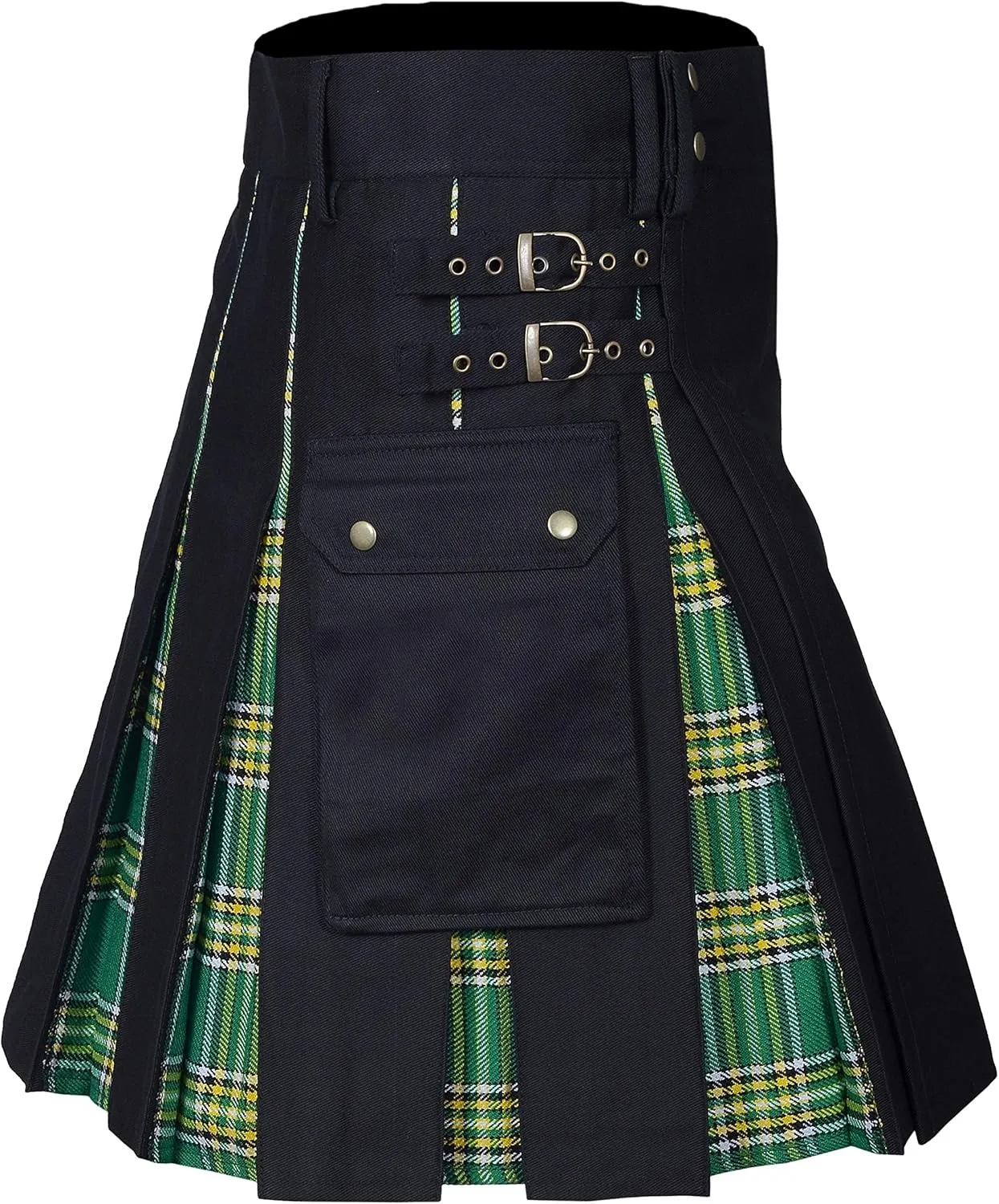 2026 Vintage Scottish-Style Buckle Skirt for Men & Women,Multi-Color Plaid Patchwork Contrast Pleated Stage Performance Skirts