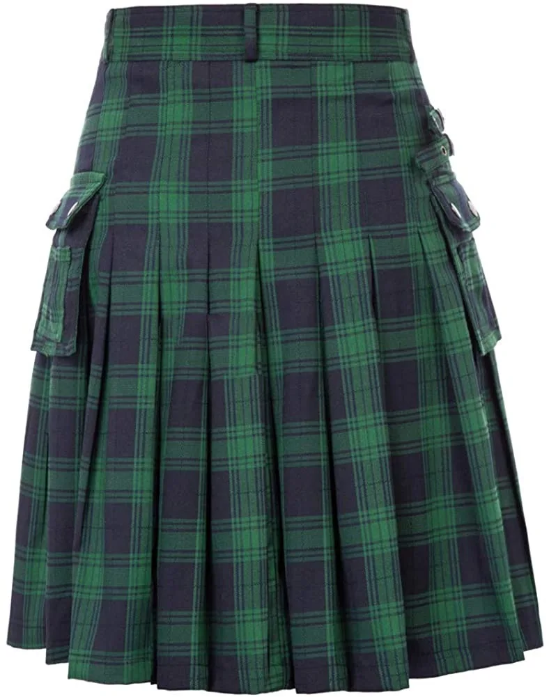2026 Vintage Scottish-Style Buckle Skirt for Men & Women,Multi-Color Plaid Patchwork Contrast Pleated Stage Performance Skirts
