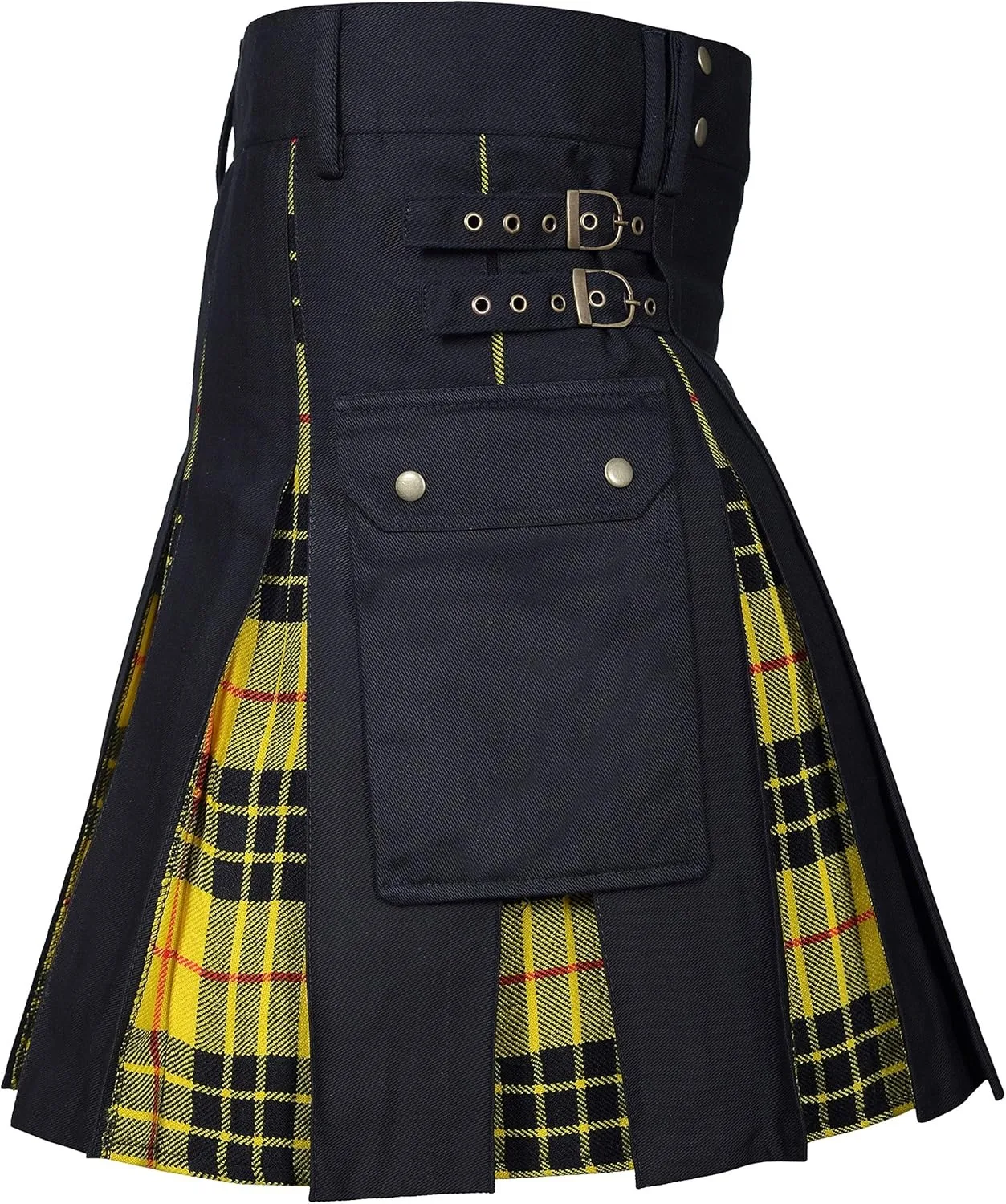 2026 Vintage Scottish-Style Buckle Skirt for Men & Women,Multi-Color Plaid Patchwork Contrast Pleated Stage Performance Skirts