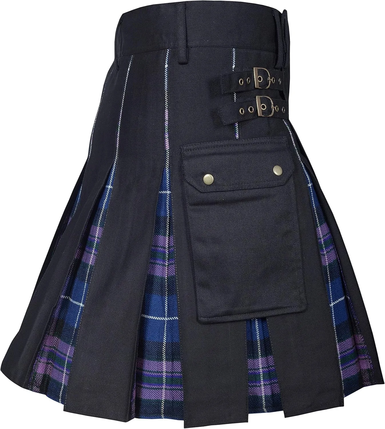 2026 Vintage Scottish-Style Buckle Skirt for Men & Women,Multi-Color Plaid Patchwork Contrast Pleated Stage Performance Skirts