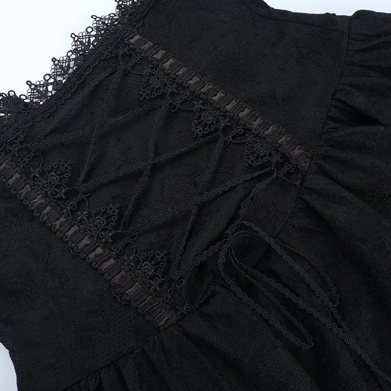 Goth Dark Fashion Girdling Waist Bandage Mini Skirts Mall Gothic Lace Patchwork Pleated Skirts for Women Teachwear Fairy Outfits