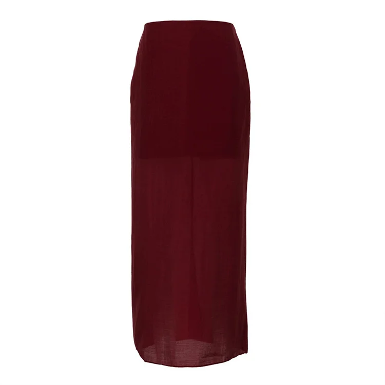 Mueyaruho 2025 Women Sexy Midi Mesh Skirts Spring Summer Solid Black High Waist  See Through Slim Fit Pencil Skirt For Women