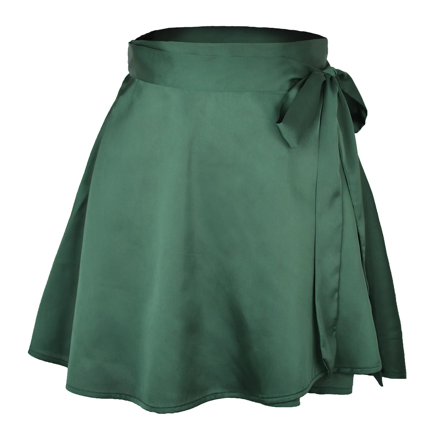 Elegant Stylish Summer Solid Color Midi Skirt High Waist Fashion One Piece Tie Short Skirt Chiffon Satin Wrap Sexy Mini Skirt