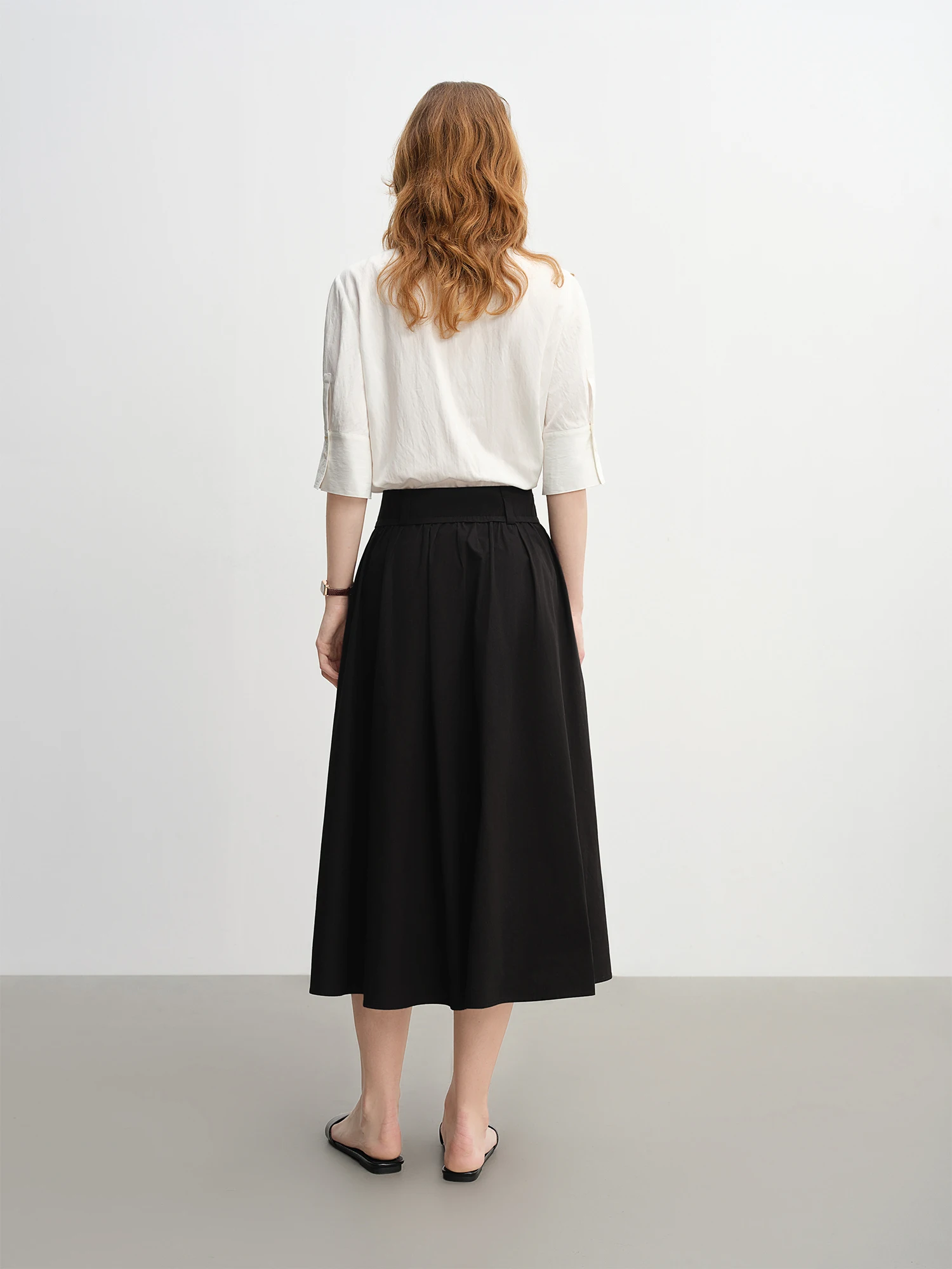 DUSHU Women's Wide Waist High Waist A-line Skirt 2025 Autumn New Arrival Casual Workwear Style Skirt for Women 25DS83134