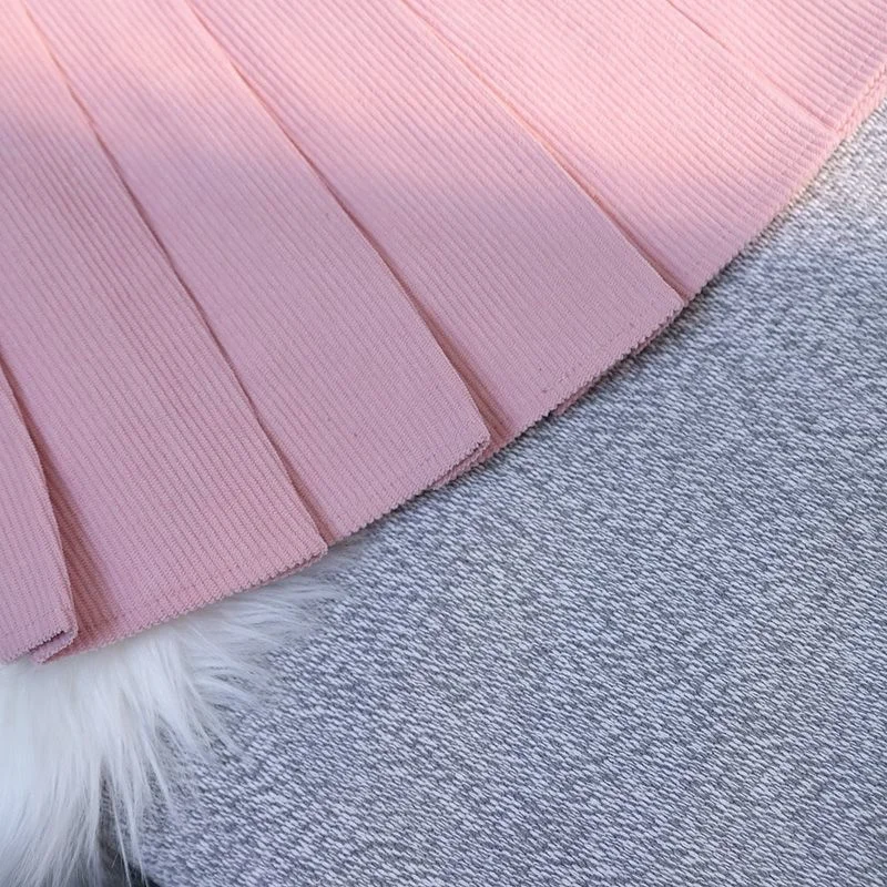 Streetwear Corduroy Pleated Skirt Women Sexy Short Skirt Autumn Winter High Waist Sashes Slim A-line Skirts Girl With Liner 2025