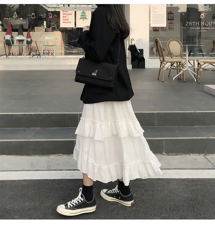 Midi Long Skirts Womens Maxi Skirt Goth Lolita Summer High Waisted Asymmetrical High Low Ruched Ruffle Skirts