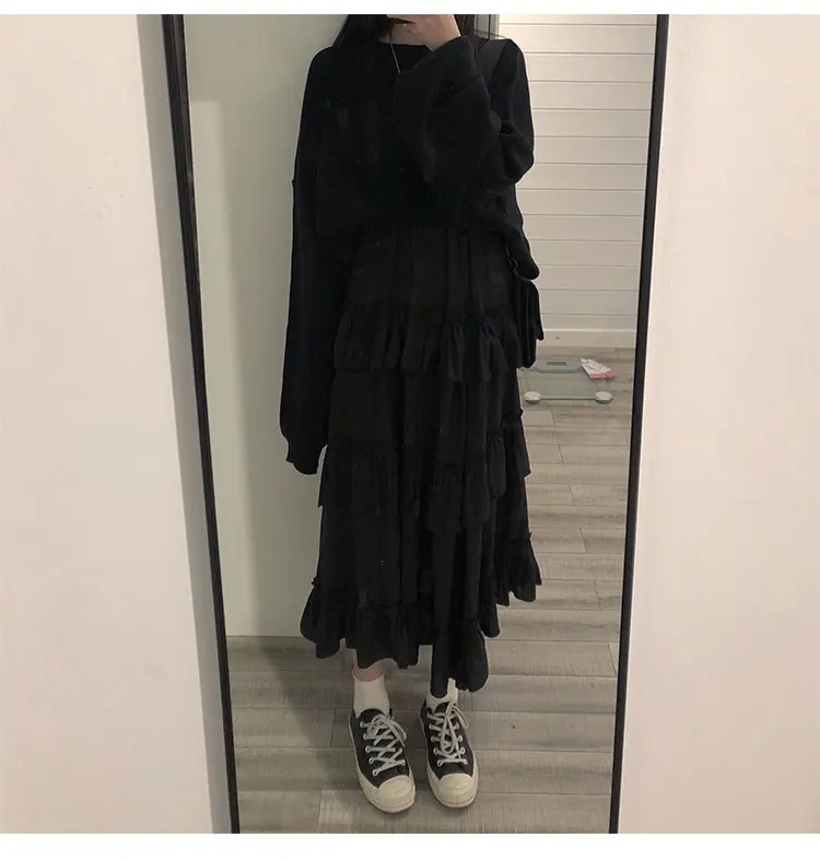 Midi Long Skirts Womens Maxi Skirt Goth Lolita Summer High Waisted Asymmetrical High Low Ruched Ruffle Skirts