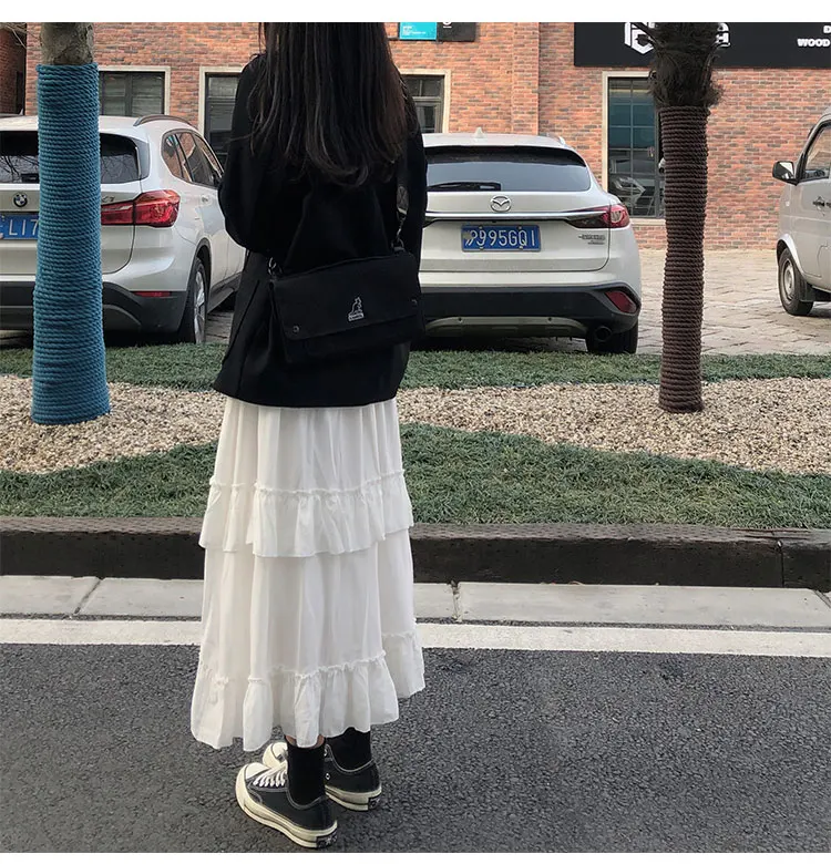 Midi Long Skirts Womens Maxi Skirt Goth Lolita Summer High Waisted Asymmetrical High Low Ruched Ruffle Skirts