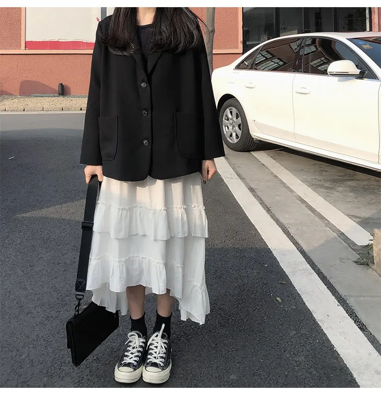Midi Long Skirts Womens Maxi Skirt Goth Lolita Summer High Waisted Asymmetrical High Low Ruched Ruffle Skirts