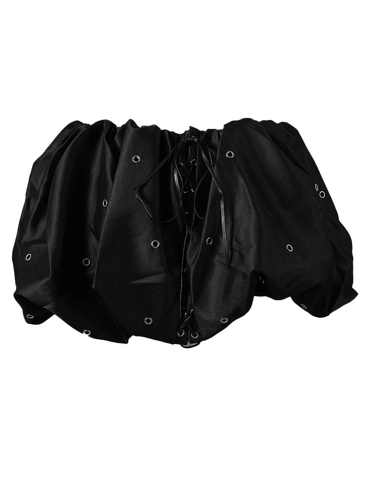 DEAT Fashion Chicken Eye Lace Up Skirt Women's Elastic High Waist Spicy Girl Fluffy Mini Skirts Summer New Tide