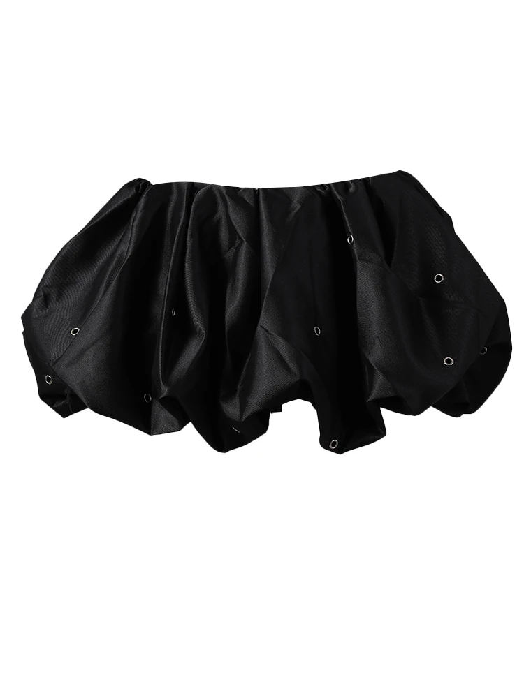 DEAT Fashion Chicken Eye Lace Up Skirt Women's Elastic High Waist Spicy Girl Fluffy Mini Skirts Summer New Tide