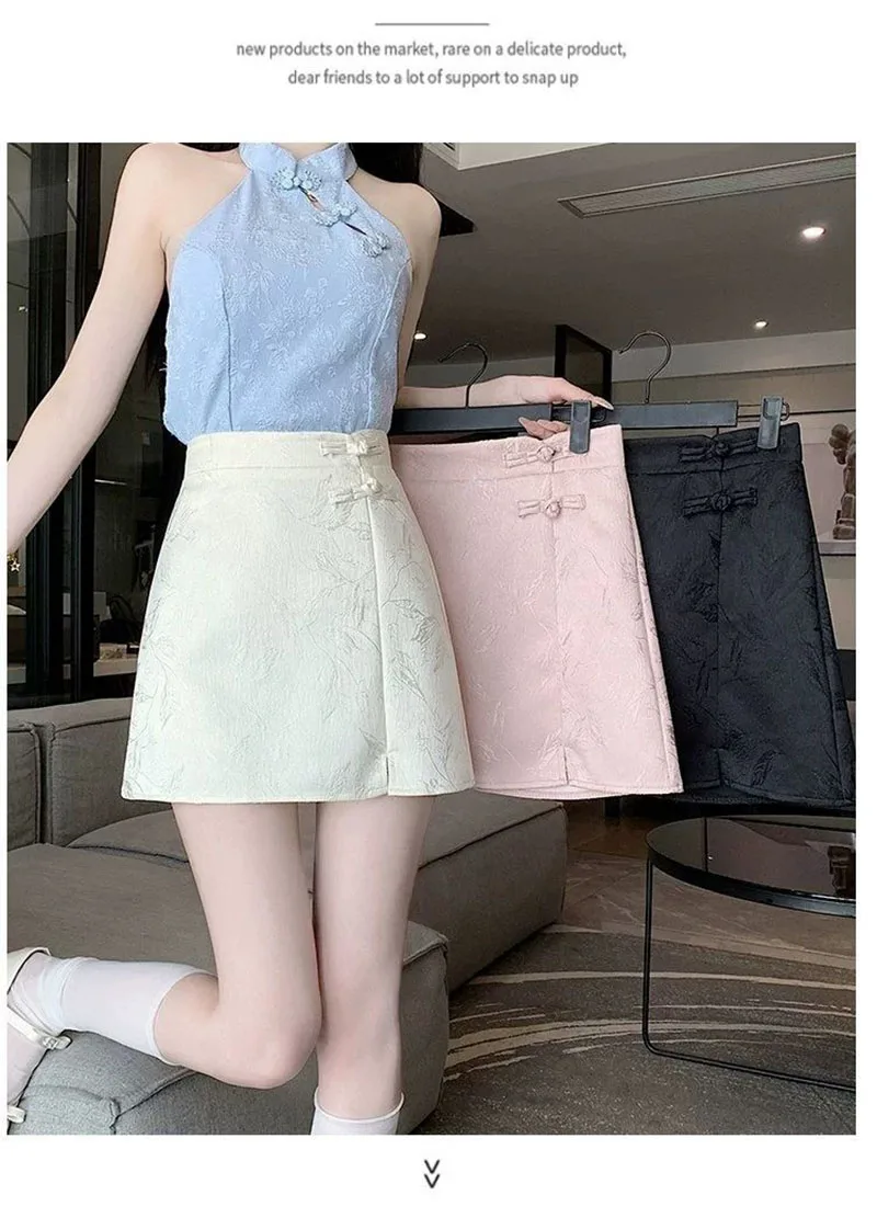 Elegant Pink White Mini Skirts for Women Fashion Bow Short Skirts Women's Summer Slim Skirts Pants Women Split High Waist Skirts