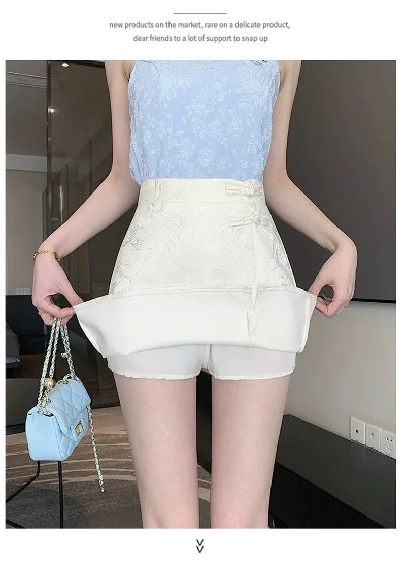 Elegant Pink White Mini Skirts for Women Fashion Bow Short Skirts Women's Summer Slim Skirts Pants Women Split High Waist Skirts