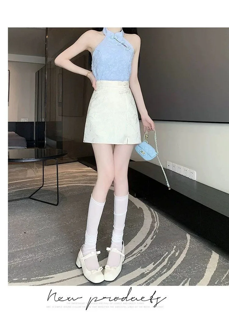 Elegant Pink White Mini Skirts for Women Fashion Bow Short Skirts Women's Summer Slim Skirts Pants Women Split High Waist Skirts