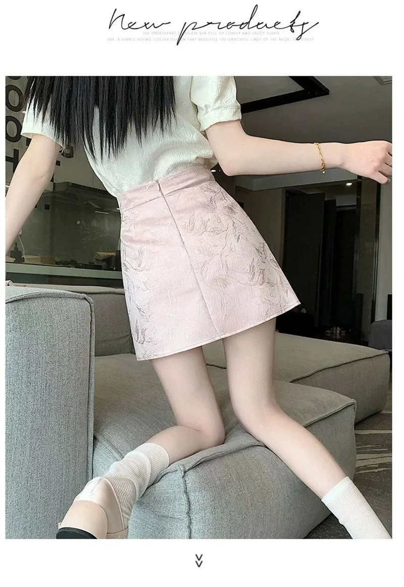 Elegant Pink White Mini Skirts for Women Fashion Bow Short Skirts Women's Summer Slim Skirts Pants Women Split High Waist Skirts