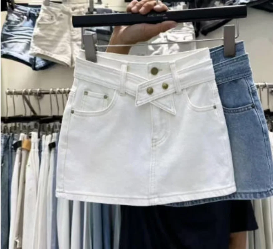Summer High Waist White Denim Skirt for Women Y2k High Waist Slim Fit Bodycon Skirts 2026 New Vintage All-match Faldas Mujer