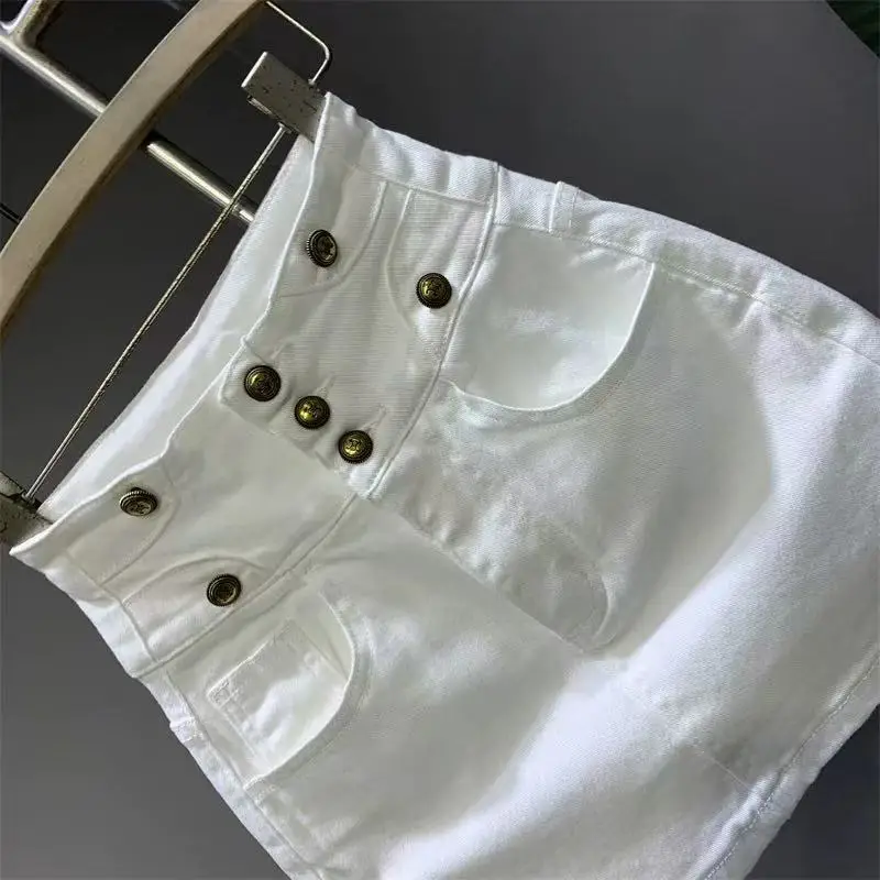 Summer High Waist White Denim Skirt for Women Y2k High Waist Slim Fit Bodycon Skirts 2026 New Vintage All-match Faldas Mujer
