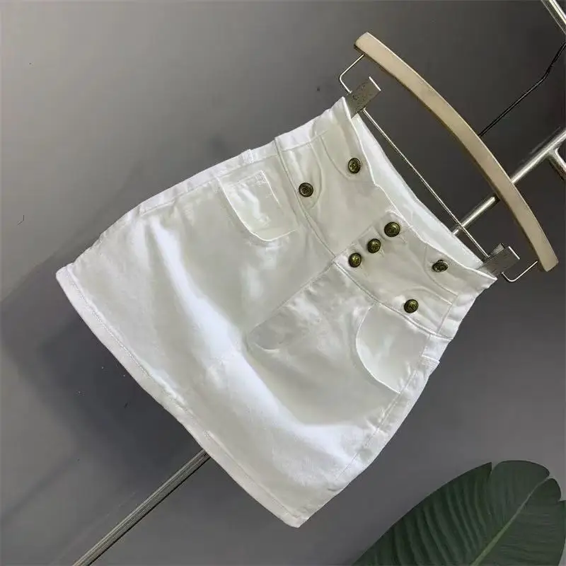Summer High Waist White Denim Skirt for Women Y2k High Waist Slim Fit Bodycon Skirts 2026 New Vintage All-match Faldas Mujer