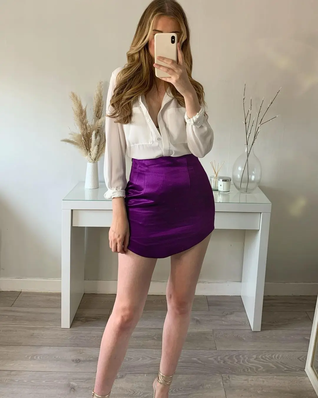 Willshela Women Fashion Purple Satin Mini Skirt High-waist Side Zipper Chic Lady Woman INS style Soft Short skirts