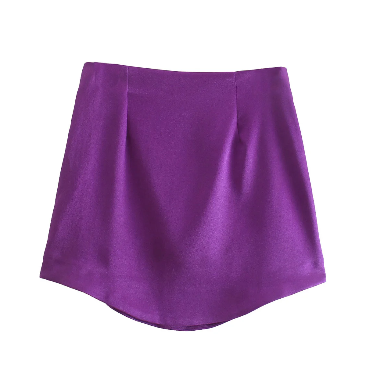 Willshela Women Fashion Purple Satin Mini Skirt High-waist Side Zipper Chic Lady Woman INS style Soft Short skirts
