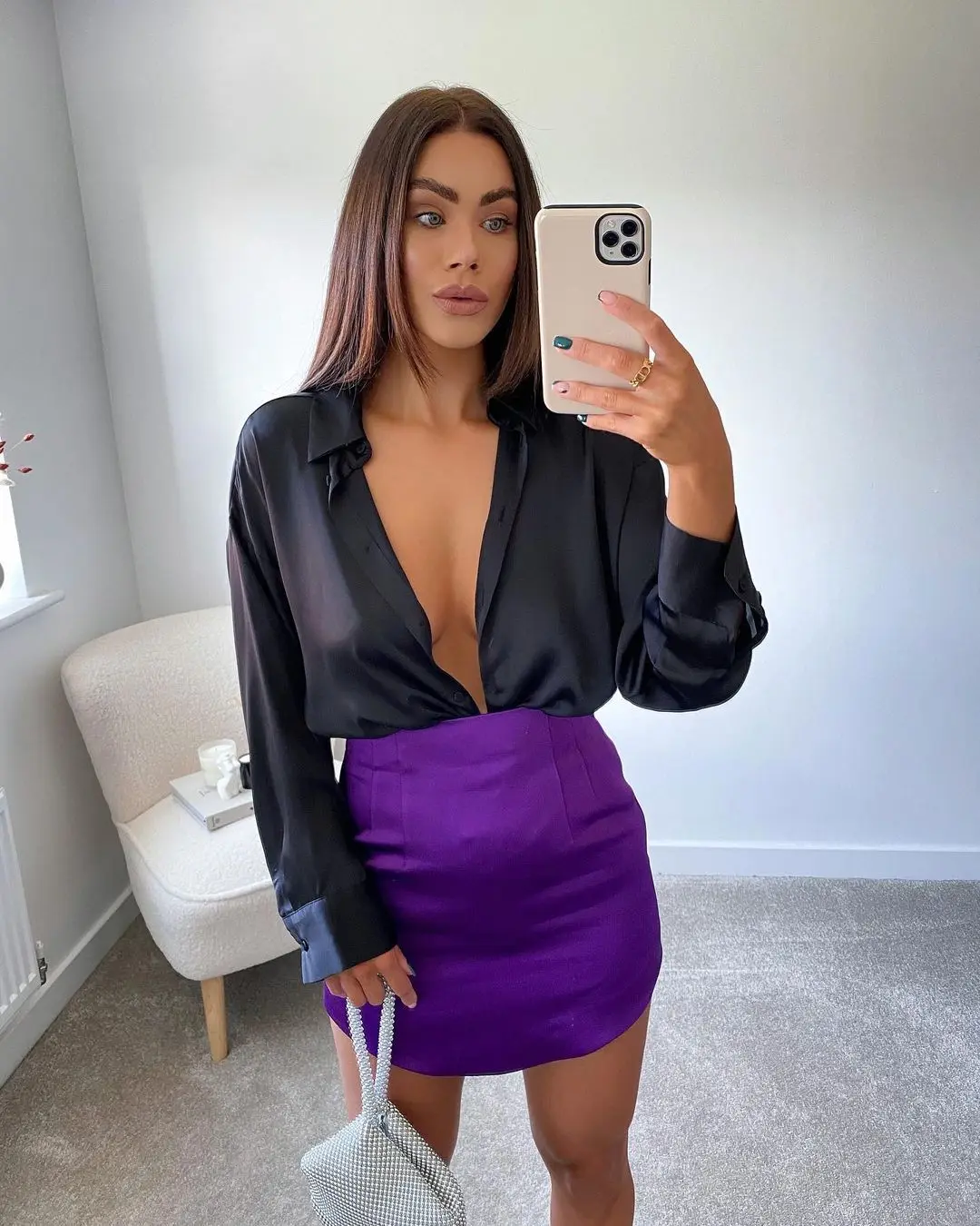 Willshela Women Fashion Purple Satin Mini Skirt High-waist Side Zipper Chic Lady Woman INS style Soft Short skirts