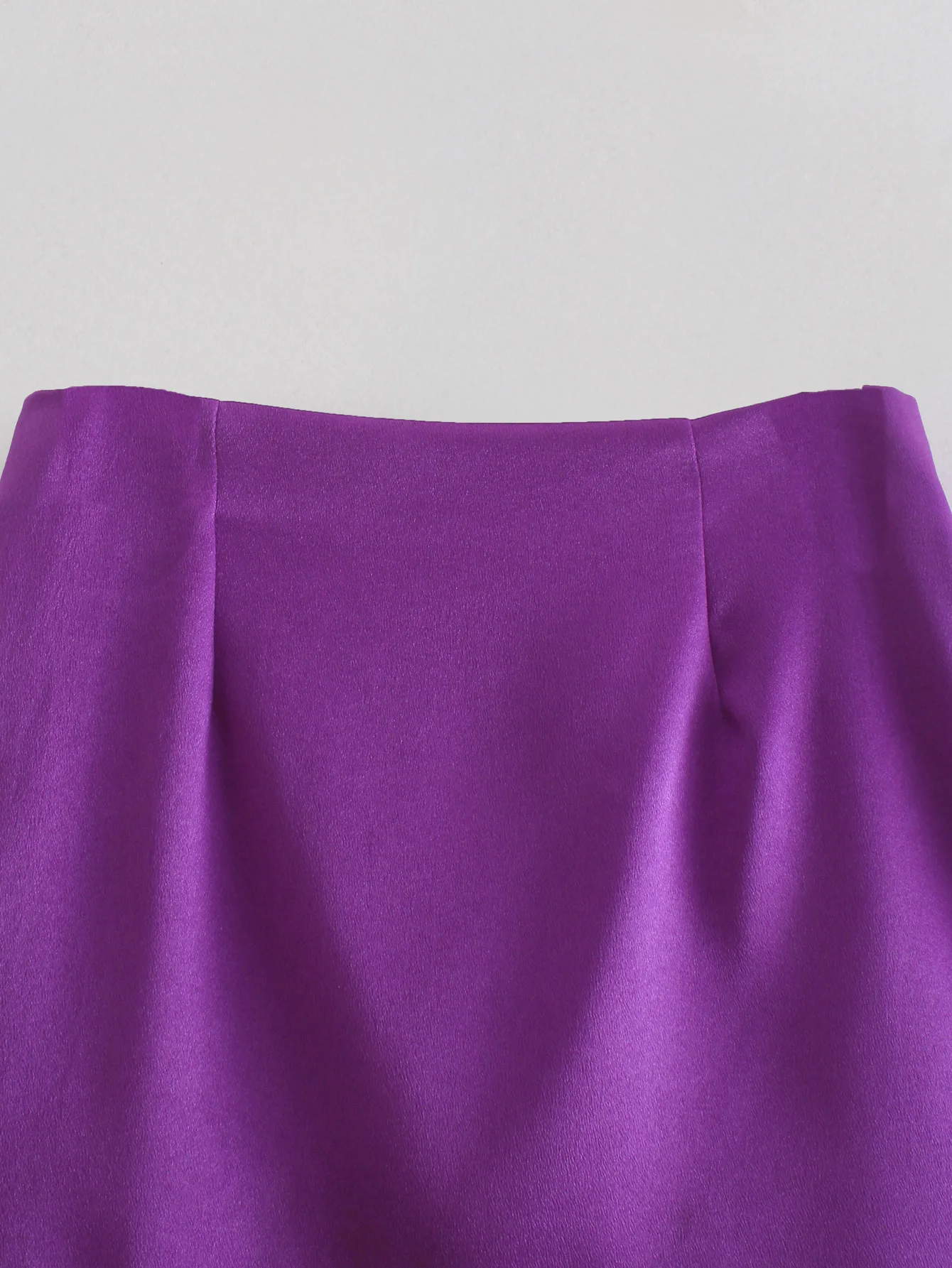 Willshela Women Fashion Purple Satin Mini Skirt High-waist Side Zipper Chic Lady Woman INS style Soft Short skirts