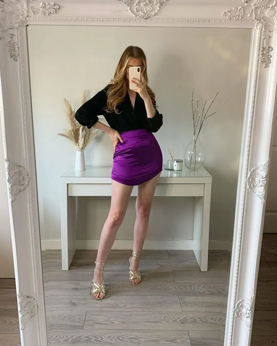 Willshela Women Fashion Purple Satin Mini Skirt High-waist Side Zipper Chic Lady Woman INS style Soft Short skirts