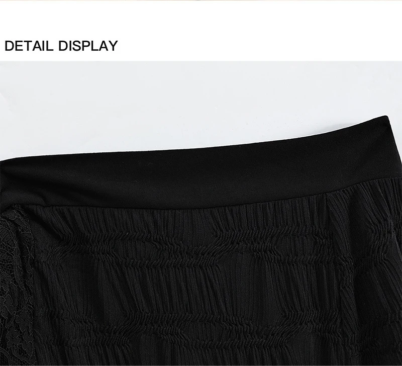 Y2K Black Long Skirt Women Harajuku Gothic Lace Asymmetrical Maxi Skirts Summer Korean Ruffles Patchwork Bandage Design Faldas