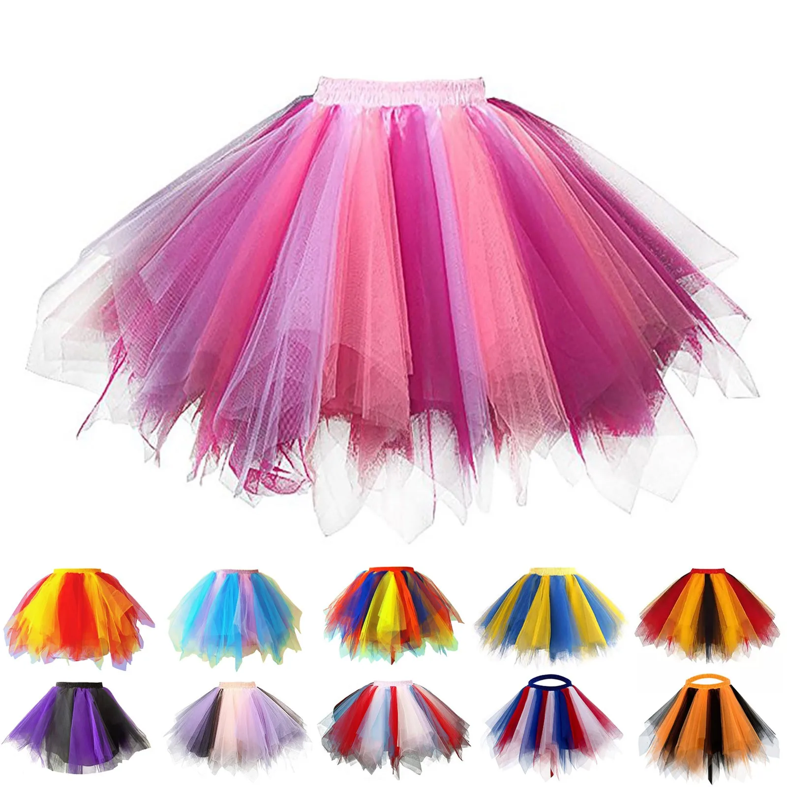 Women Tutu Skirt Fashion Rave Party Carnival Summer High Waist Mesh Skirts Pleated Mini Skirt Sexy Layered Club Short Pettiskirt