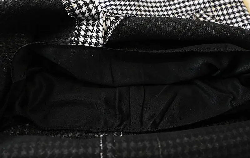 2024 Women's Autumn Winter New Irregular Woolen Skirt High Waist Package Hip Skirt Ladies Houndstooth Plaid Long Skirts B437