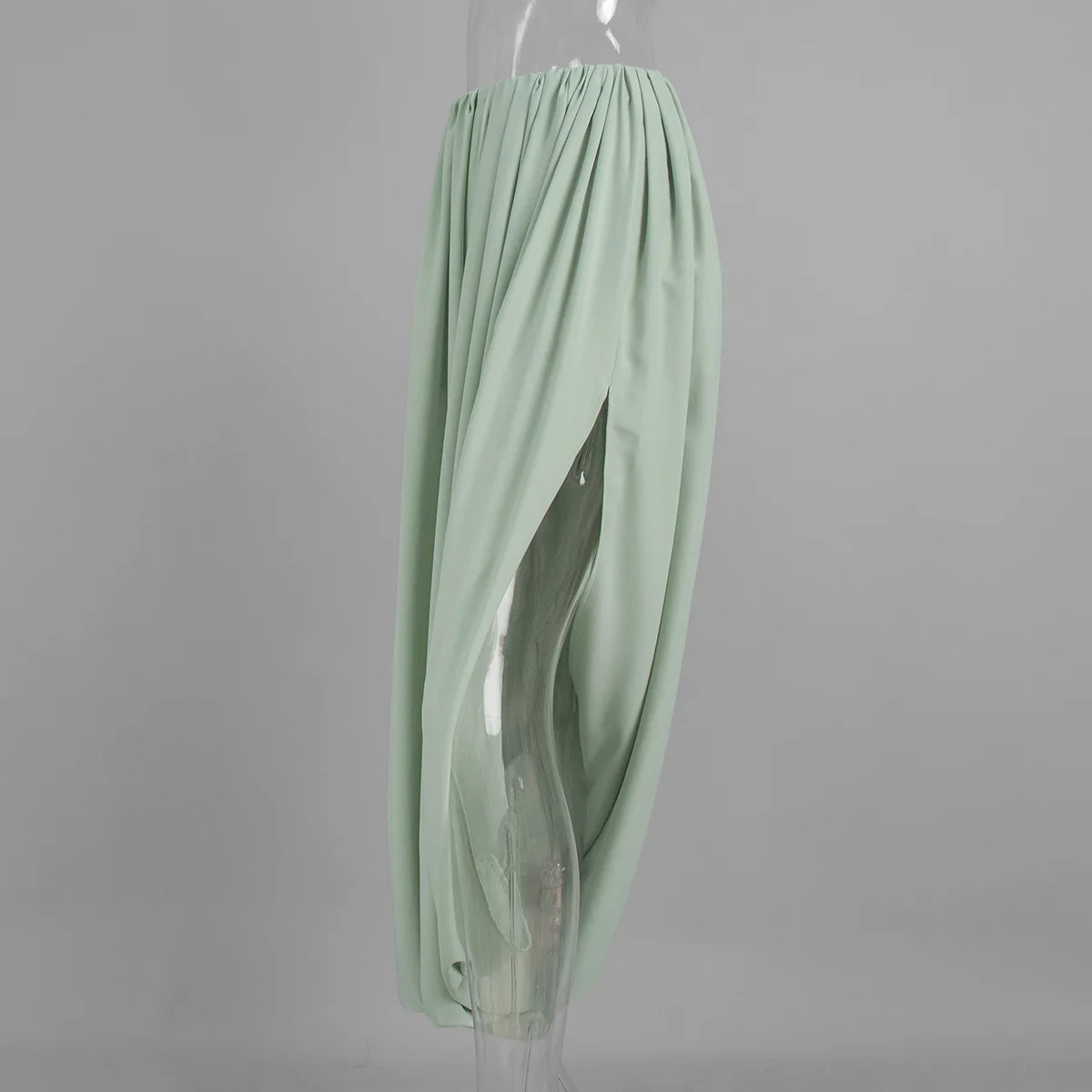 Typhaland Pleated Draped Slit Long Skirt For Women Casual Loose High Waist 2026 Summer New Female Skirts Solid Commuting Clothes
