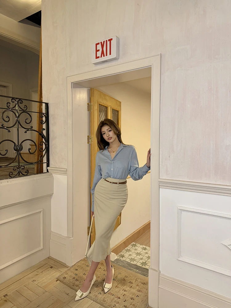 Women Sexy Elegant High Waist Summer Fashion Simple Work Sheath Pencil Maxi Skirts Solid Bodycon Long Skirt