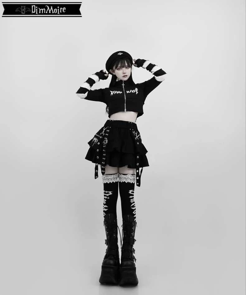 Mini Tie Up Skirt Japanese Harajuku College Style Elastic Waist Subculture Y2k Skirts Girl Autumn New Ruffled Cake Pleated Skirt