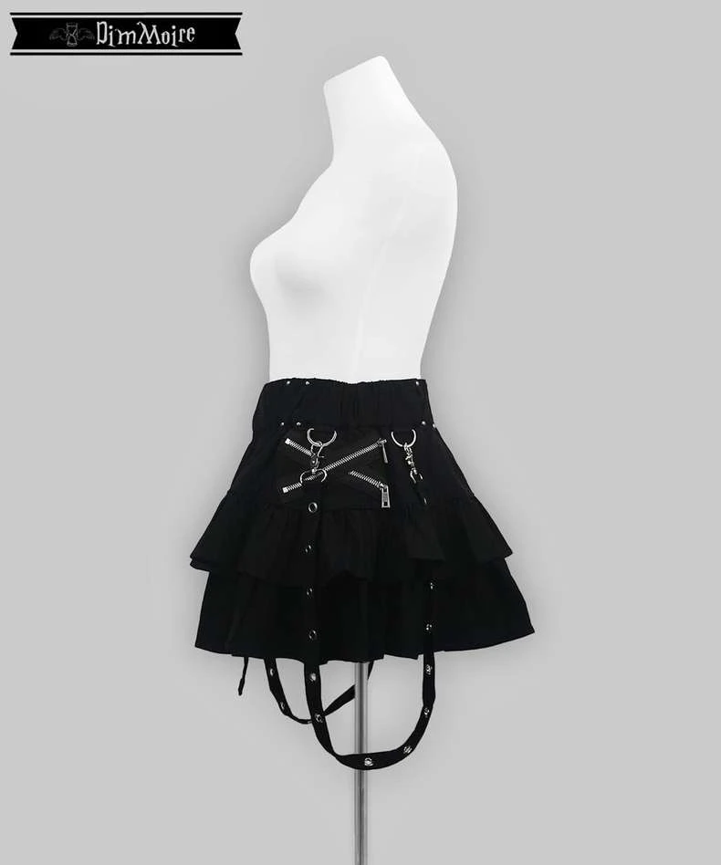 Mini Tie Up Skirt Japanese Harajuku College Style Elastic Waist Subculture Y2k Skirts Girl Autumn New Ruffled Cake Pleated Skirt