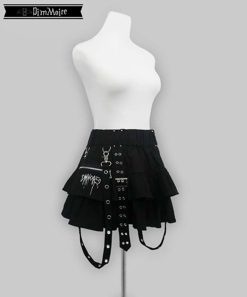 Mini Tie Up Skirt Japanese Harajuku College Style Elastic Waist Subculture Y2k Skirts Girl Autumn New Ruffled Cake Pleated Skirt