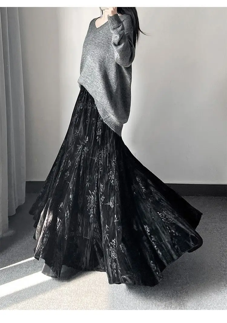Skirts Women Mid Length Skirt A Line Slim Fit Pleated High Waist Sexy Elegant Splice Y2k Streetwear Work Regular 2026 Spring