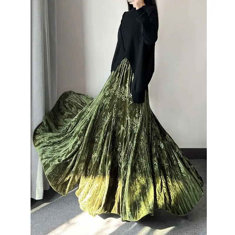 Skirts Women Mid Length Skirt A Line Slim Fit Pleated High Waist Sexy Elegant Splice Y2k Streetwear Work Regular 2026 Spring