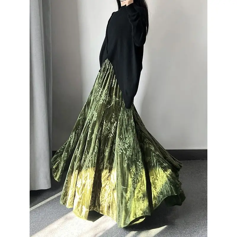 Skirts Women Mid Length Skirt A Line Slim Fit Pleated High Waist Sexy Elegant Splice Y2k Streetwear Work Regular 2026 Spring