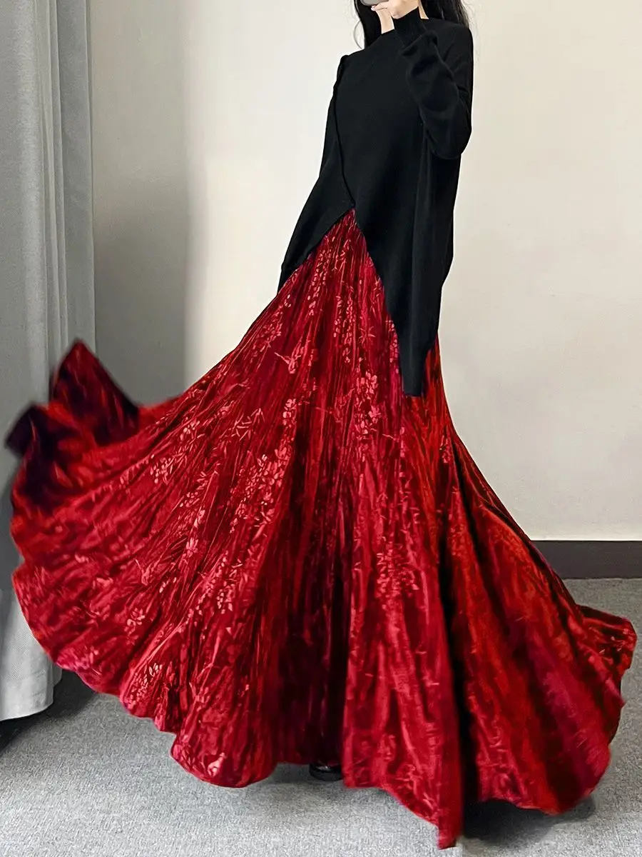 Skirts Women Mid Length Skirt A Line Slim Fit Pleated High Waist Sexy Elegant Splice Y2k Streetwear Work Regular 2026 Spring