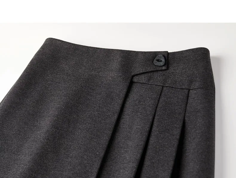 SENTUBILA Women's A-Line Skirt 2026 Winter High Waist Asymmetric Single-Side Pleated Design Minimalist Commuter Skirt 154QP4000