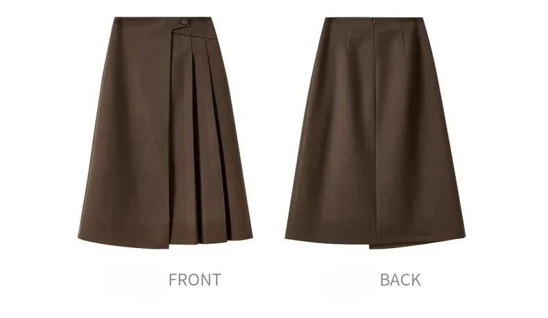 SENTUBILA Women's A-Line Skirt 2026 Winter High Waist Asymmetric Single-Side Pleated Design Minimalist Commuter Skirt 154QP4000