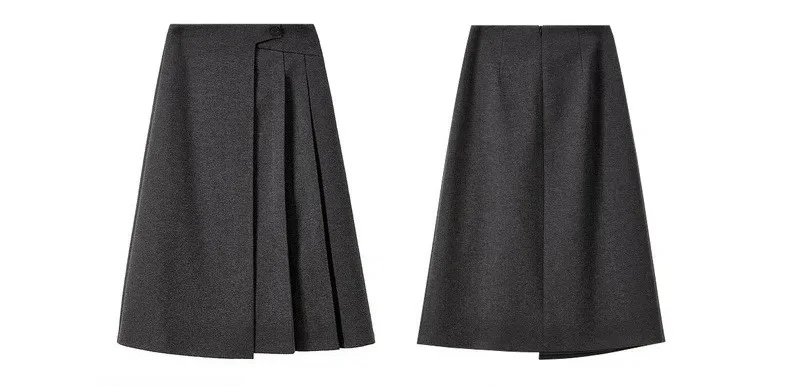 SENTUBILA Women's A-Line Skirt 2026 Winter High Waist Asymmetric Single-Side Pleated Design Minimalist Commuter Skirt 154QP4000
