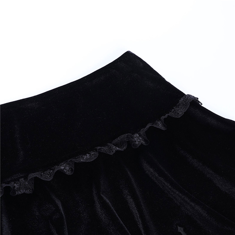 Lamuusaa Punk Gothic Skirt 2000s Women Black Dark Academia Cross Print High Waist Pleated A-line Skirt y2k Vintage Lace Skirts