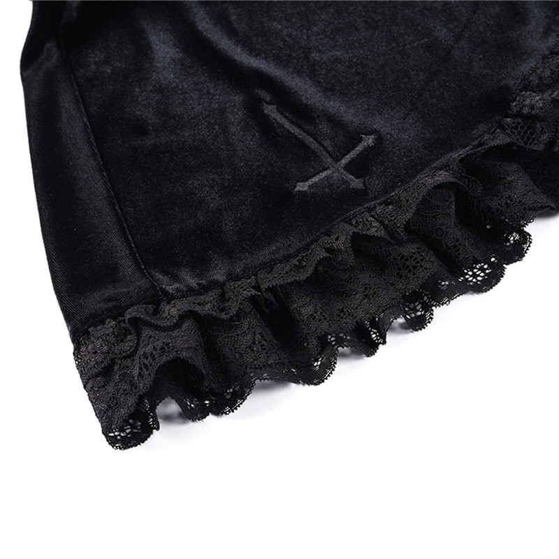 Lamuusaa Punk Gothic Skirt 2000s Women Black Dark Academia Cross Print High Waist Pleated A-line Skirt y2k Vintage Lace Skirts