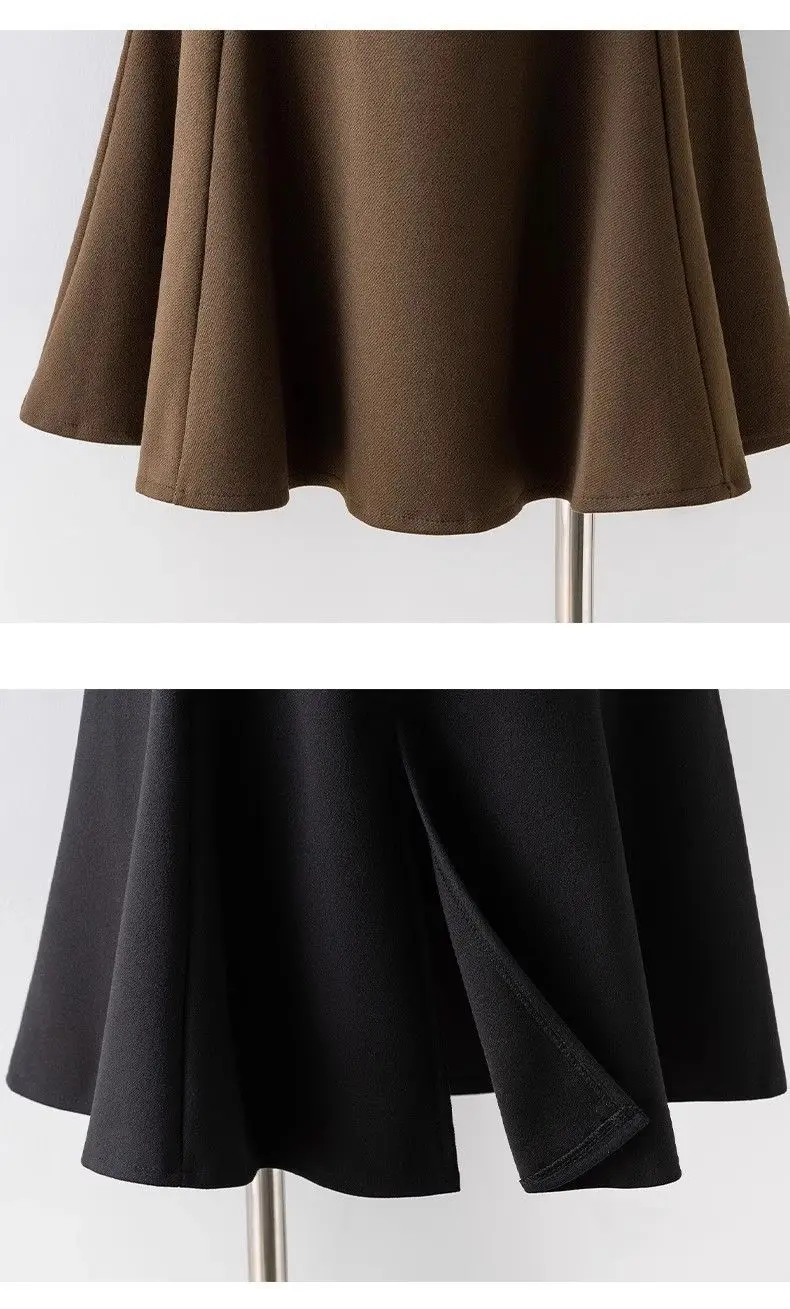Women Elegant Casual Office Skirt 2025 Spring Autumn High Waist Mermaid Mid Length Bodycon Korean Style Long Skirt