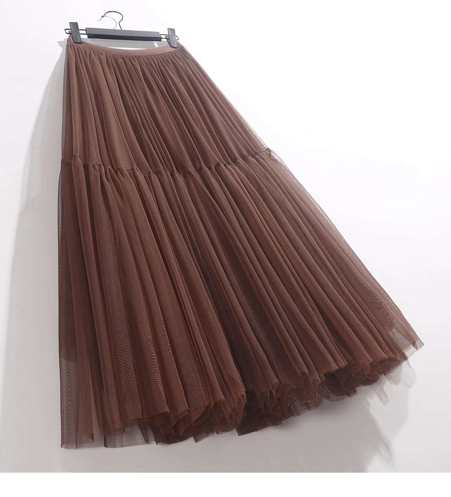 Maxi Long Tulle Skirt for Women Black Gothic Pleated Casual Party Fairycore Summer Winter Jupe Longue 2026 Falda Mujer