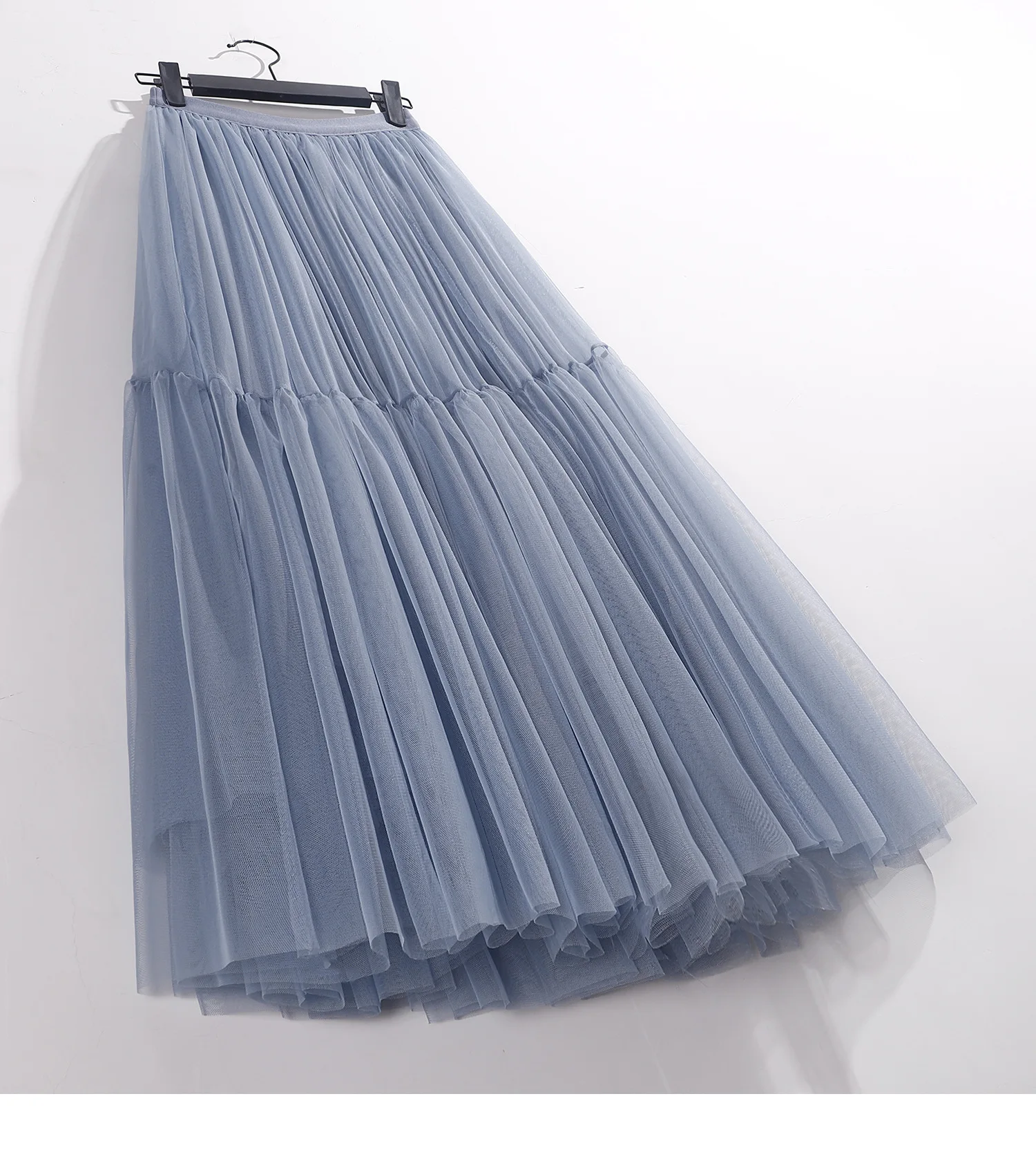 Maxi Long Tulle Skirt for Women Black Gothic Pleated Casual Party Fairycore Summer Winter Jupe Longue 2026 Falda Mujer