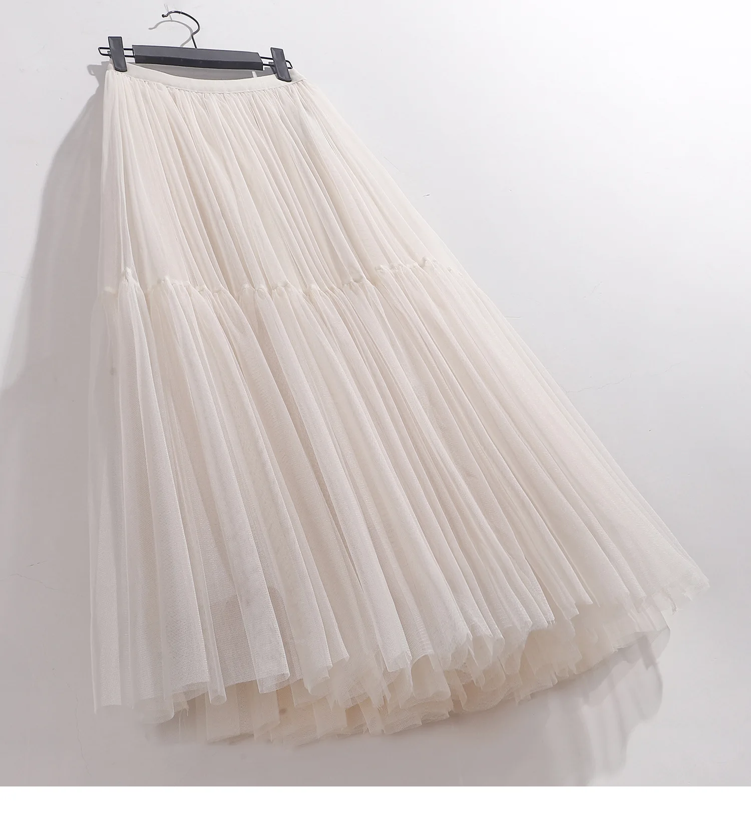 Maxi Long Tulle Skirt for Women Black Gothic Pleated Casual Party Fairycore Summer Winter Jupe Longue 2026 Falda Mujer